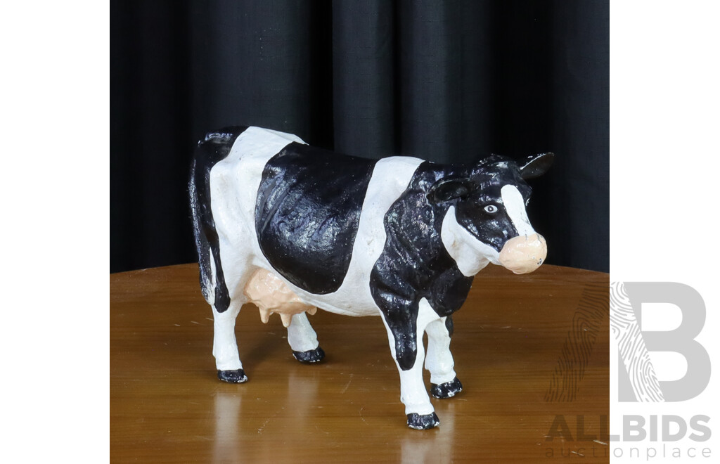 Cast Iron Painted Cow Figure