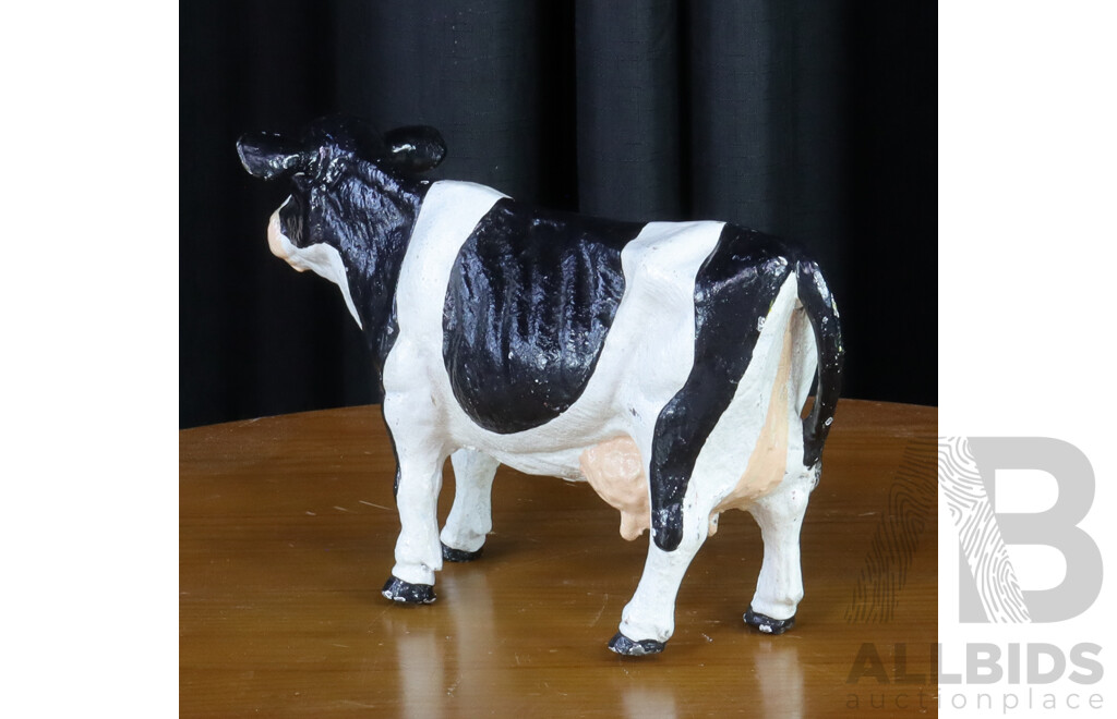 Cast Iron Painted Cow Figure