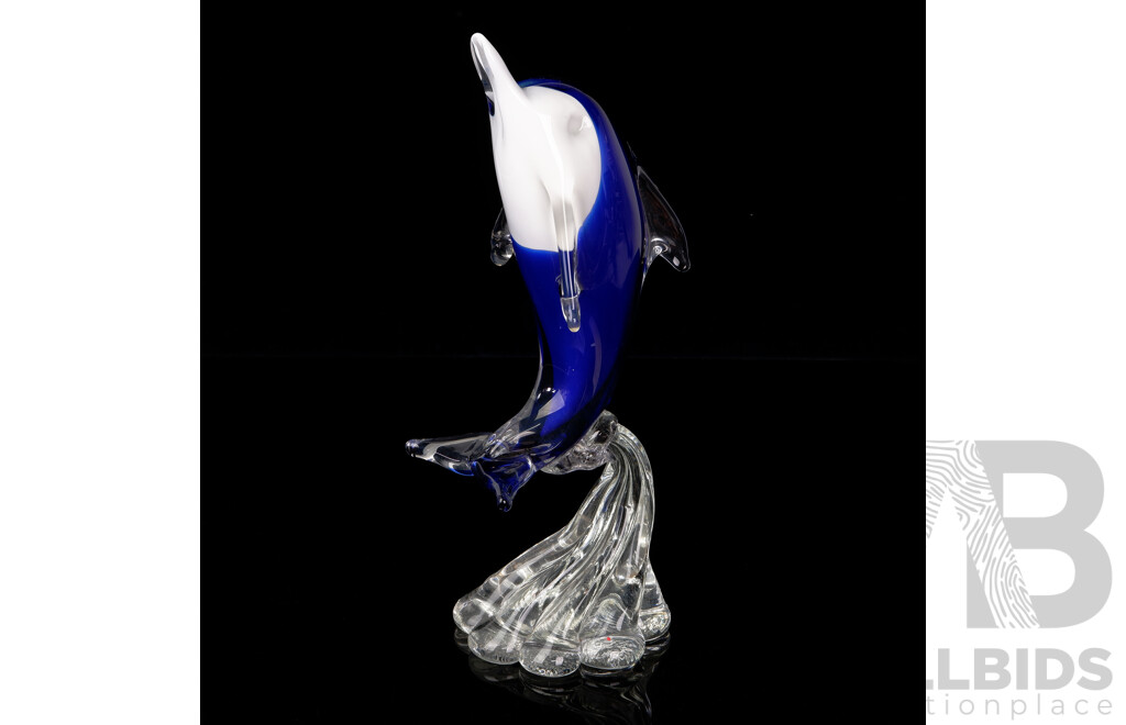 Retro Art Glass Murano Style Leaping Dolphin Figure