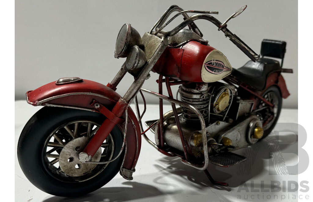 Red Tin Motorbike Model