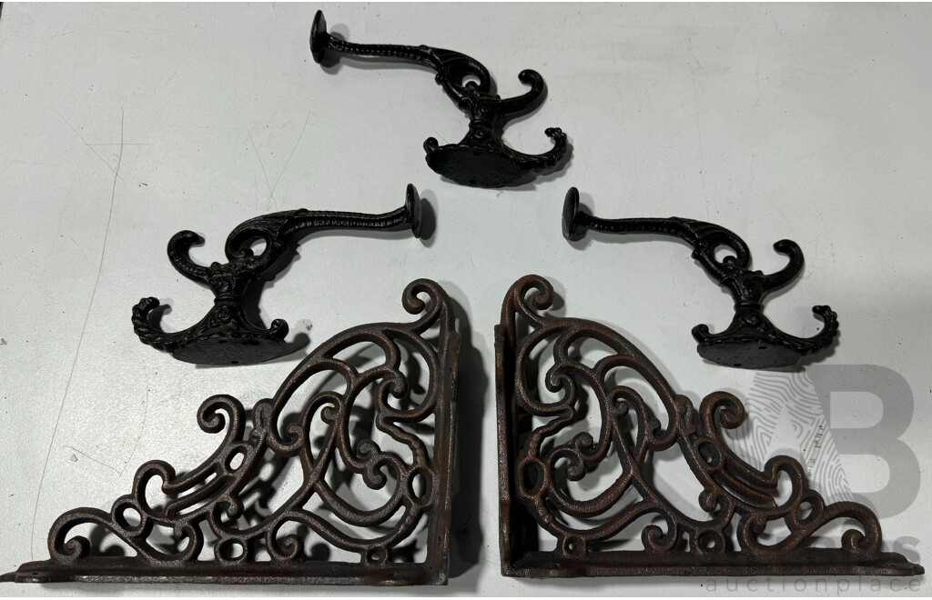 Cast Iron Reproduction Shelf Brackets and Coat Hangers