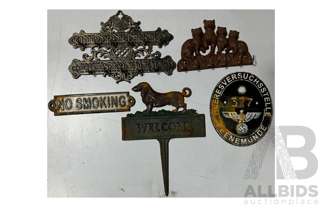 Cast Iron Reproduction Signs and Key Hangers