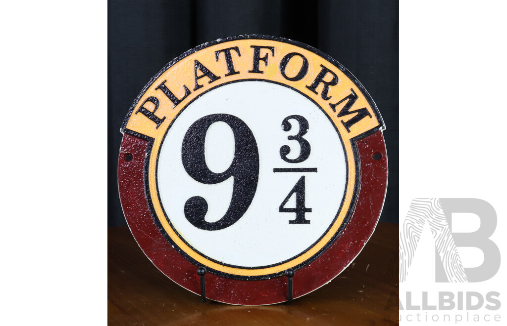 Reproduction Cast Iron Harry Potter Platform 9 Sign