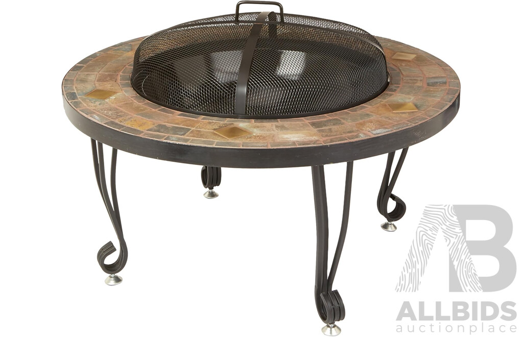 Amazon Basics 34-Inch Natural Stone Fire Pit with Copper Accents