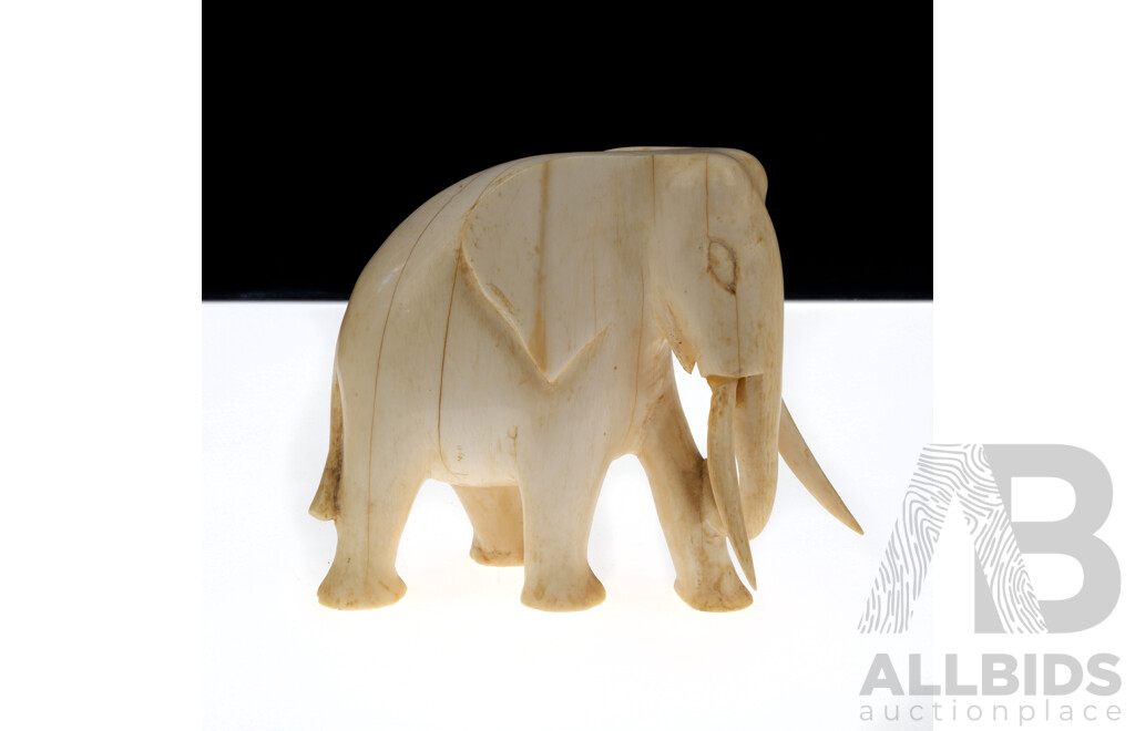 Vintage Hand Carved African Ivory Elephant Figure