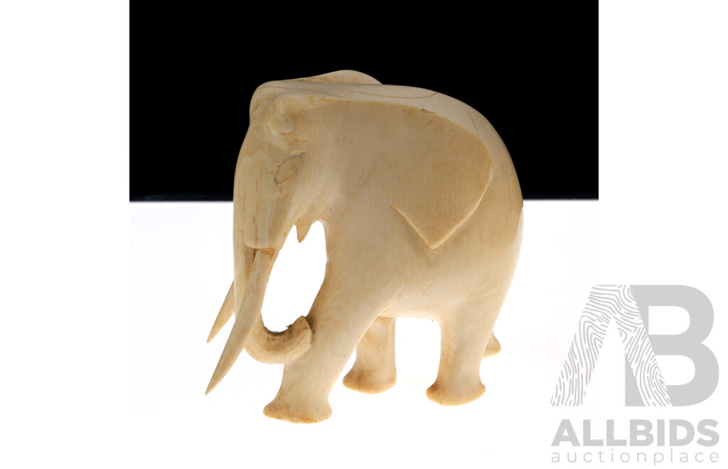 Vintage Hand Carved African Ivory Elephant Figure