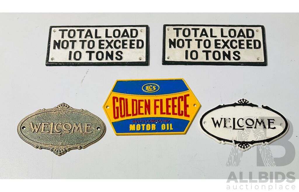 Collection of Cast Iron Reproduction Wall Signs