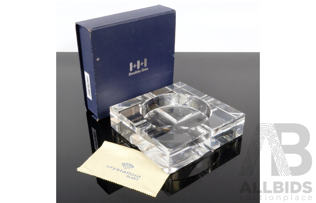 Very Heavy Crystal Ashtray in Original Box by Double One