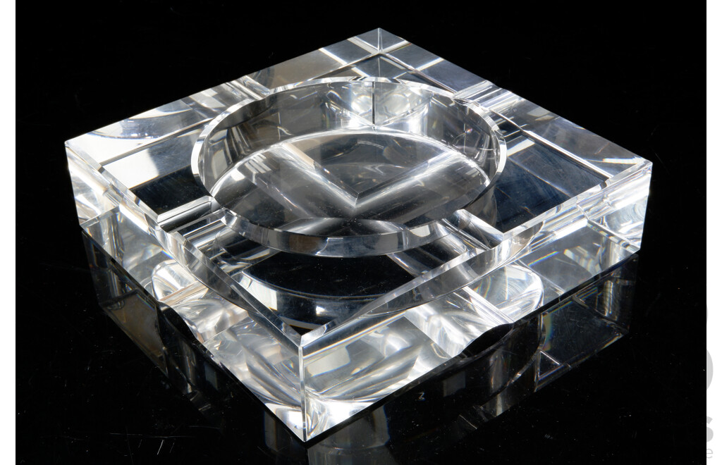 Very Heavy Crystal Ashtray in Original Box by Double One