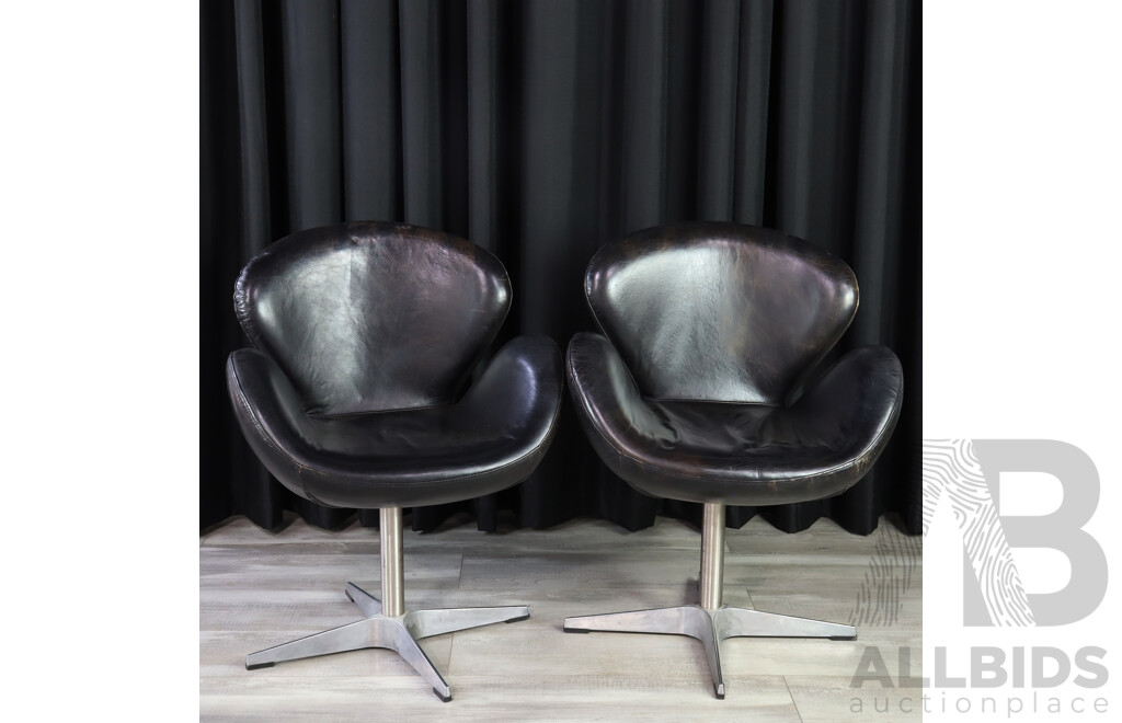 Pair of Swan Style Swivel Chairs