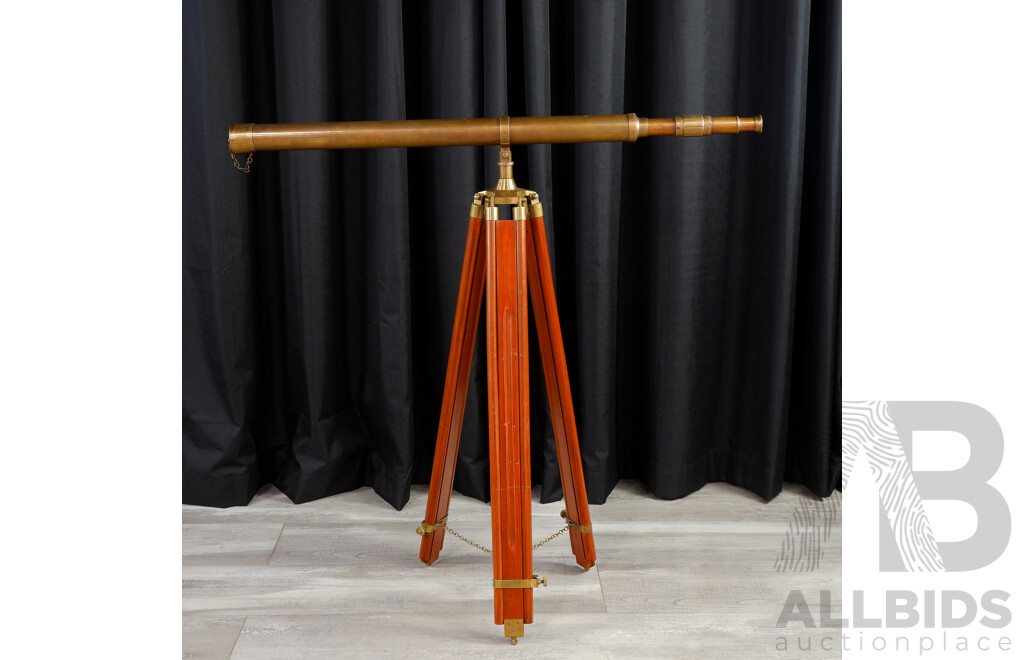 Reproduction Brass Telescope on Timber Tripod Base