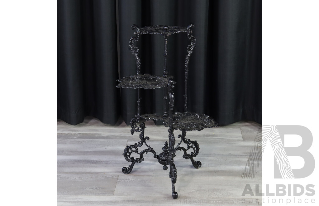 Reproduction Cast Iron Three Tier Plant Stand