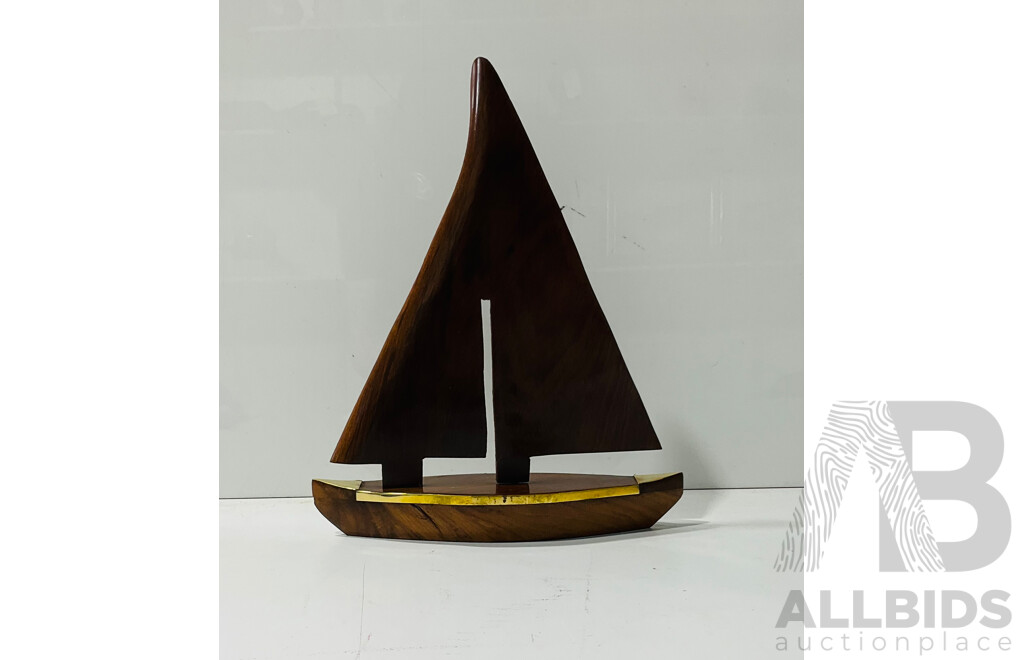 Wood and Metal Sailboat Desk Ornament