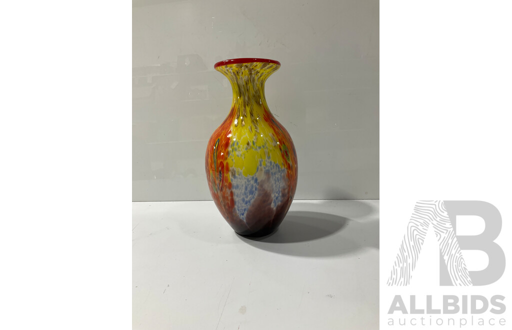 Large Art Glass Vase with Interesting Pattern