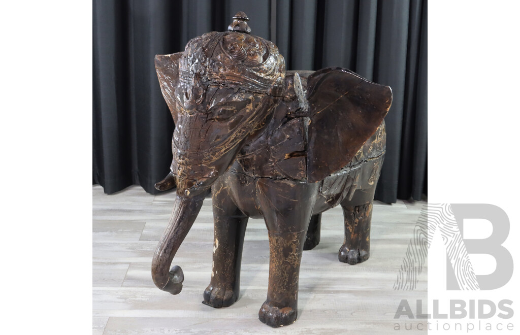 Balinese Timber Elephant Statue