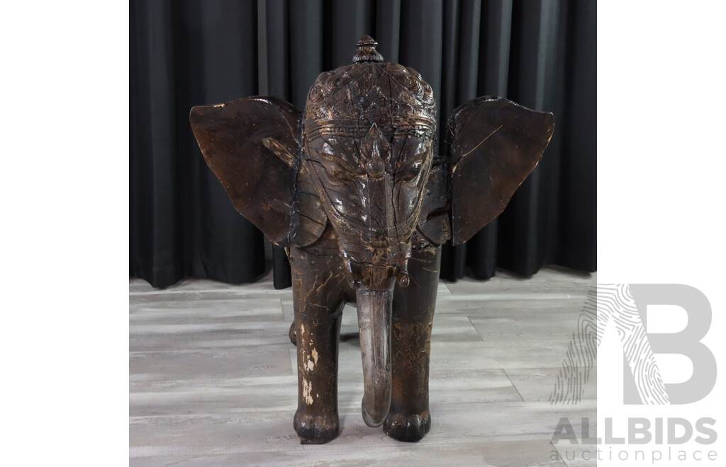 Balinese Timber Elephant Statue