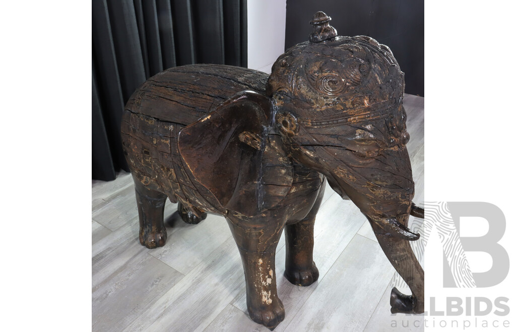 Balinese Timber Elephant Statue