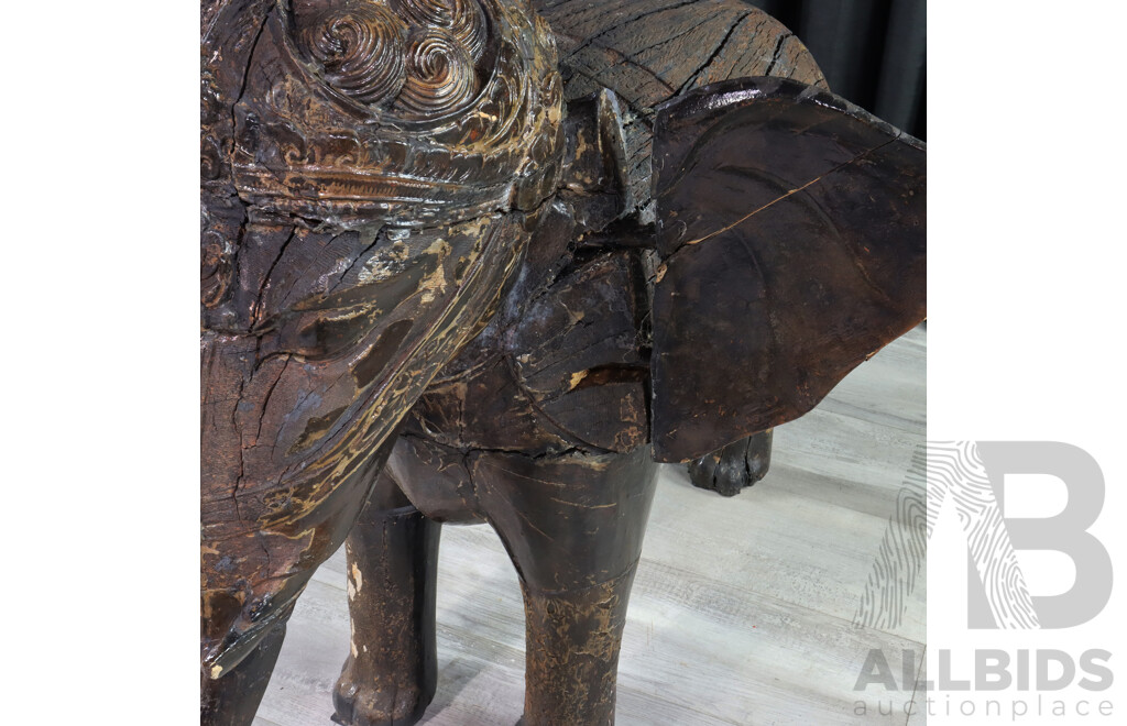 Balinese Timber Elephant Statue