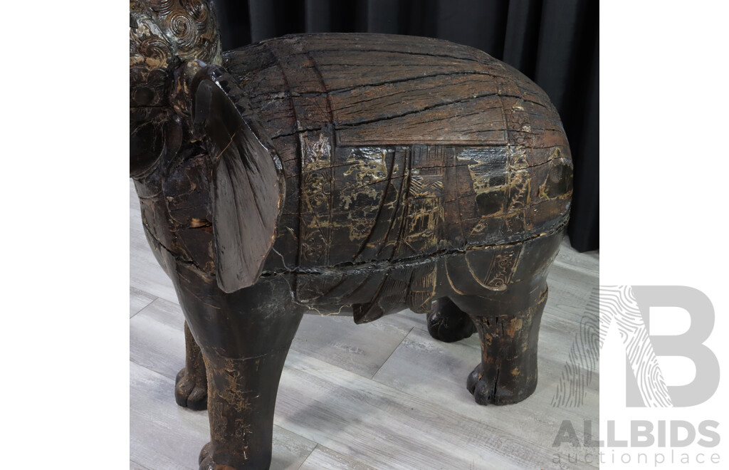 Balinese Timber Elephant Statue