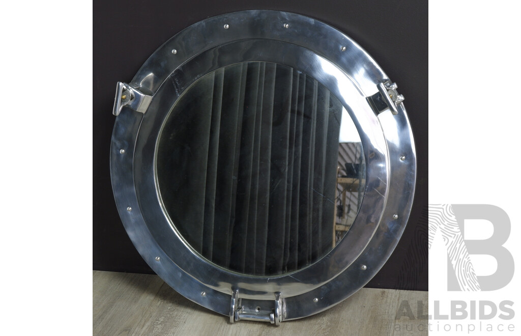Reproduction Chrome Porthole Framed Mirror