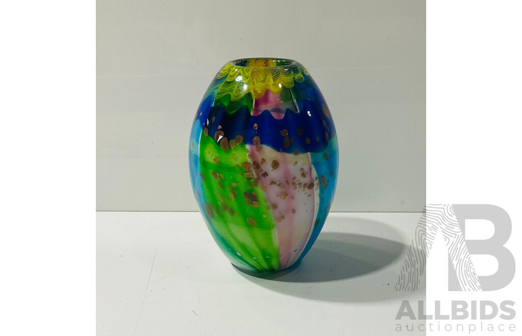 Art Glass Vase with Interesting Wave Pattern