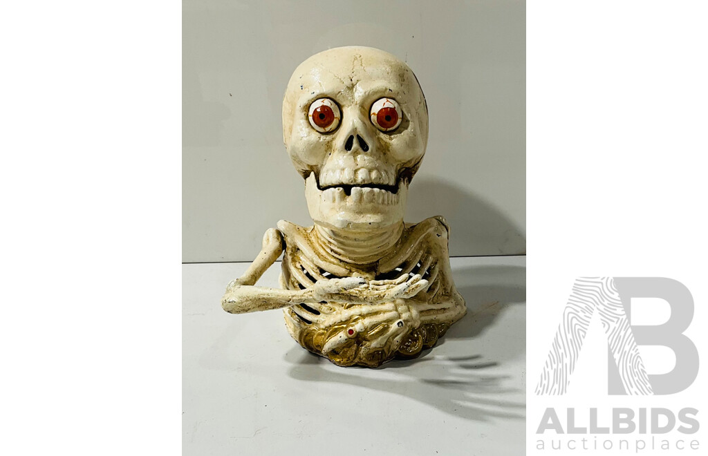 Cast Iron Novelty Halloween Skeleton with Eating Motion