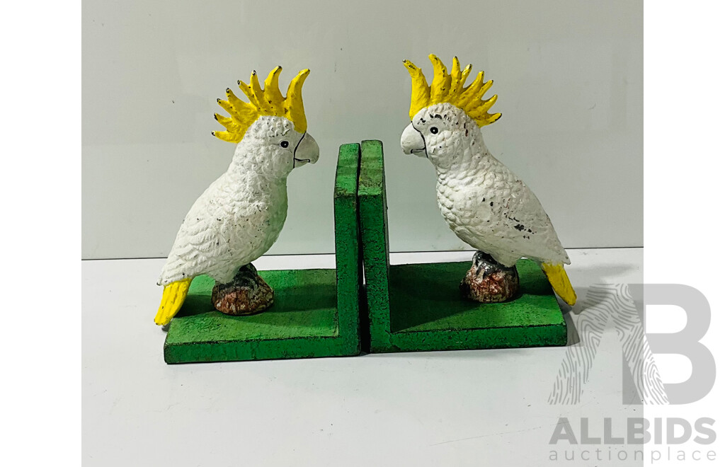 Cast Iron Cockatoo Bookends