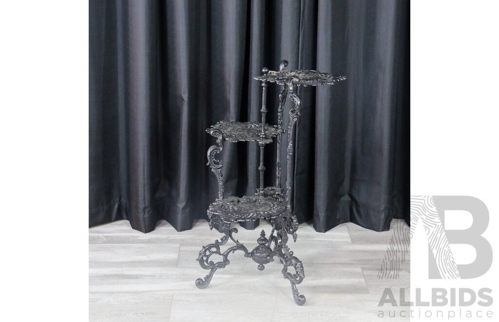 Reproduction Cast Iron Three Tier Plant Stand