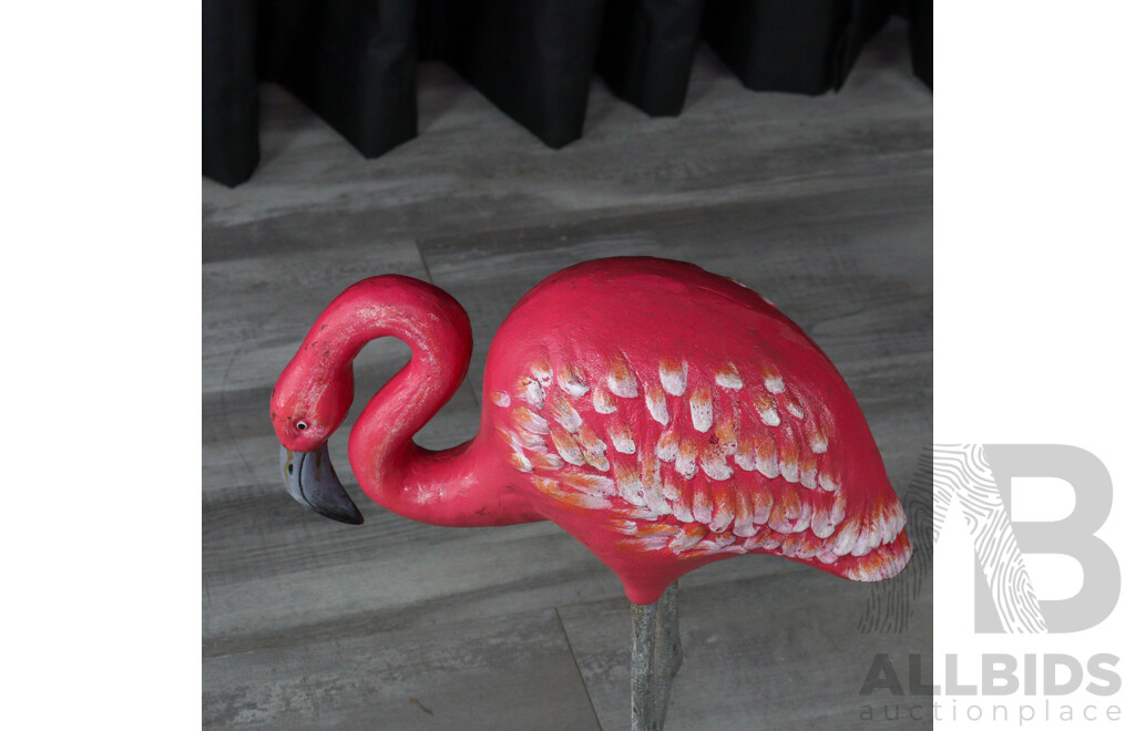 Pair of Large Cast Iron Wading Flamingos