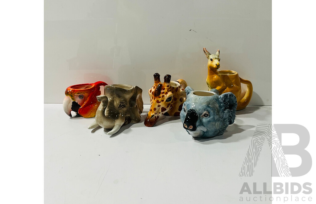 Collection of Interesting Ceramic Reproduction Animal Mugs