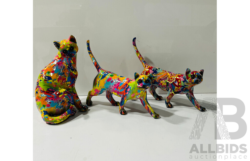 Collection of Three Composite Cat Figures with Interesting Patterns