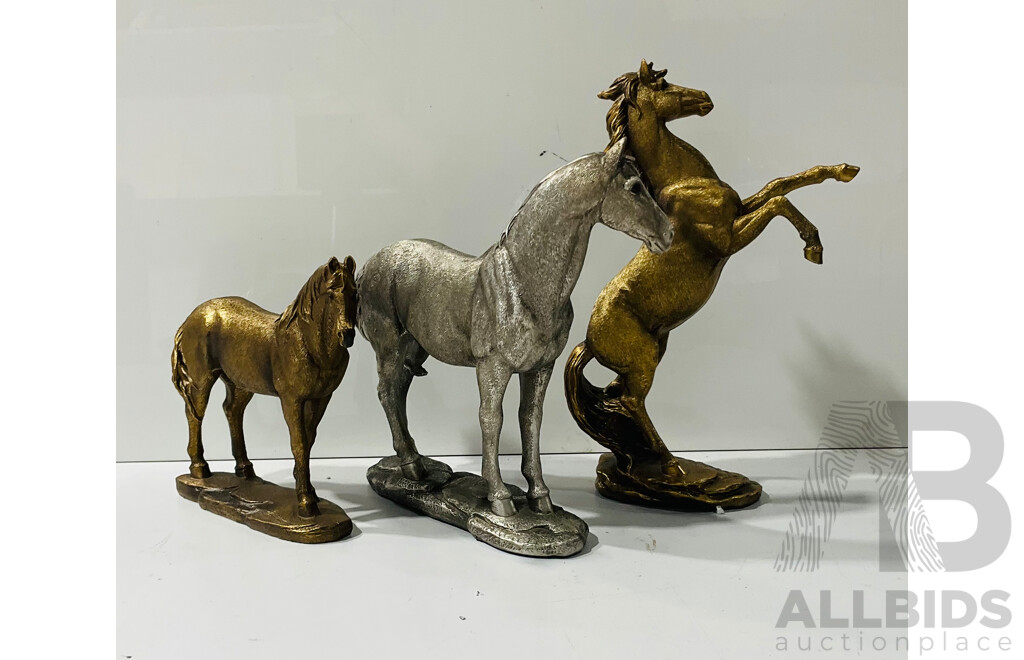 Collection of Three Composite Horse Statues