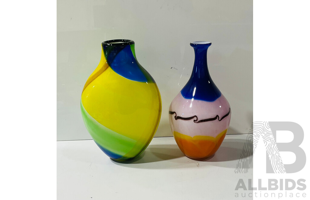 Pair of Art-glass Vases with Interesting Designs