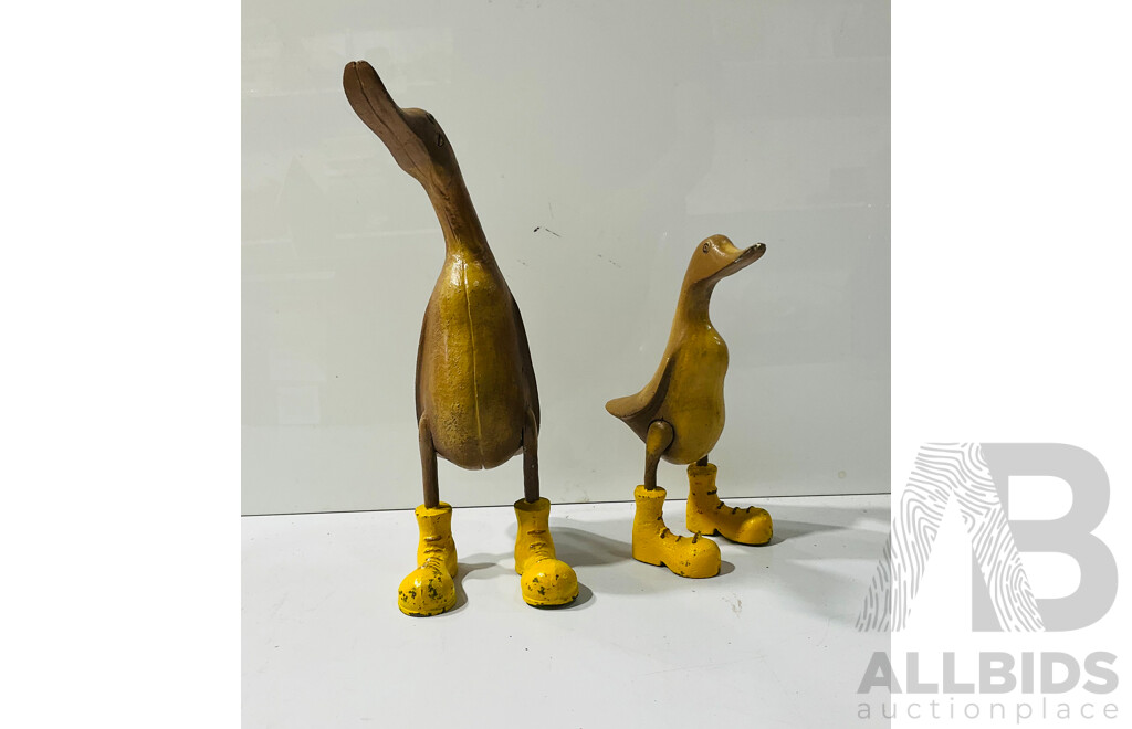 Pair of Painted Cast Iron Reproduction Ducks