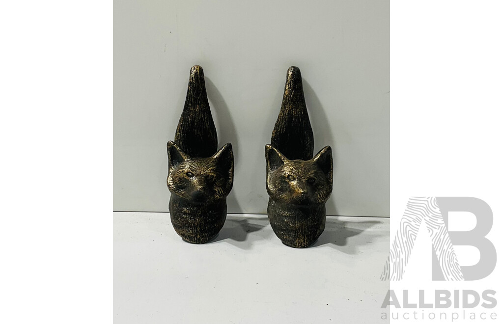 Pair of Cast Iron Fox Shaped Coat Hangers