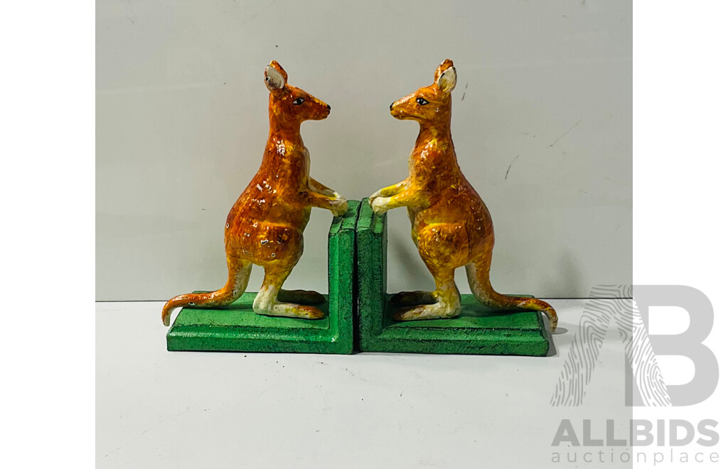 Cast Iron Painted Kangaroo Bookend