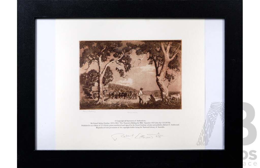 Sir Lionel Lindsay, (Australian, 1874-1961), The Teamsters Boiling the Billy, Giclée Limited Edition Print of the Original Aquatint 1923, Signed and Editioned by Robert Littlewood