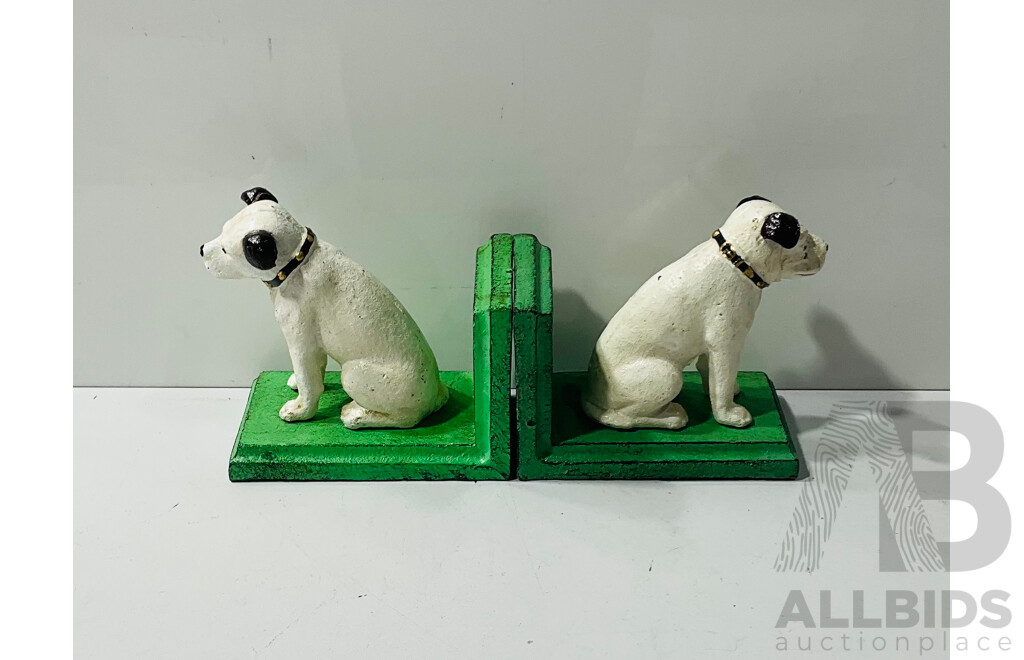 Cast Iron Painted Dog Bookends