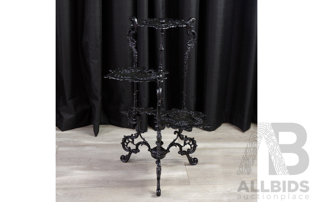 Reproduction Cast Iron Three Tier Plant Stand