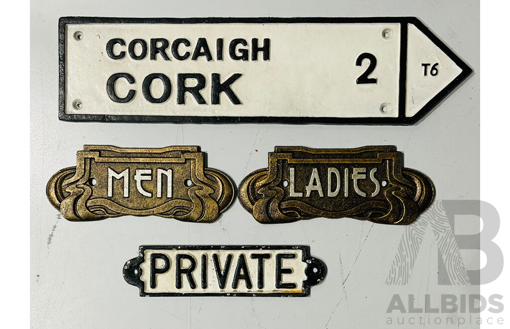 Collection of Interesting Cast Iron Wall Signs
