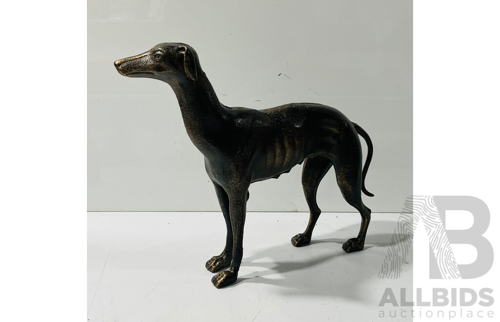 Cast Iron Bronze Painted Dog Statue