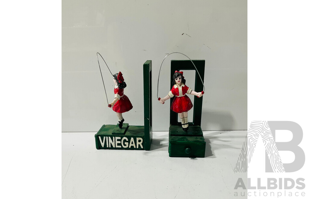 Cast Iron Reproduction “skipping Girl” Bookends with Draws