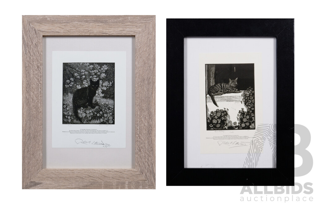 Sir Lionel Lindsay, (Australian, 1874-1961), Siesta & the Witch, Giclée Limited Edition Prints of Original Wood Engravings From 1924 & 1925, Signed & Editioned by Robert Littlewood 37.5 x 29 cm (larger frame) (2)