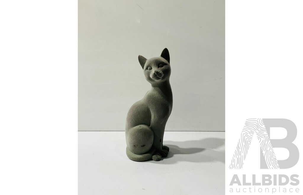 Grey Velvet Cat Figure