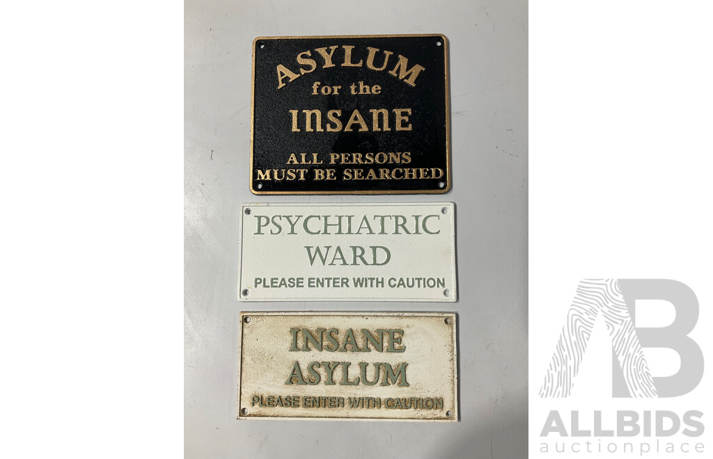 Collection of Three Novelty Cast Iron Painted Wall Signs