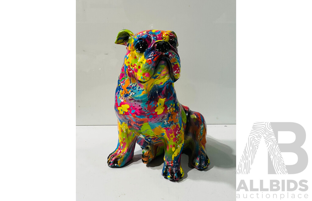 Large Composite Painted Dog Statue