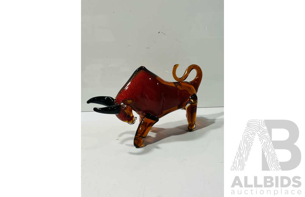 Murano-style Art Glass Bull Statue