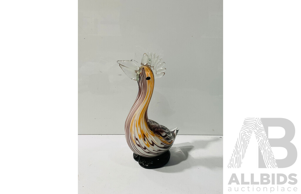 Murano-style Art Glass Chicken Statue