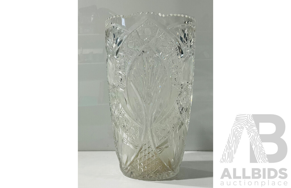 Cut Glass Vase with Star Patterns