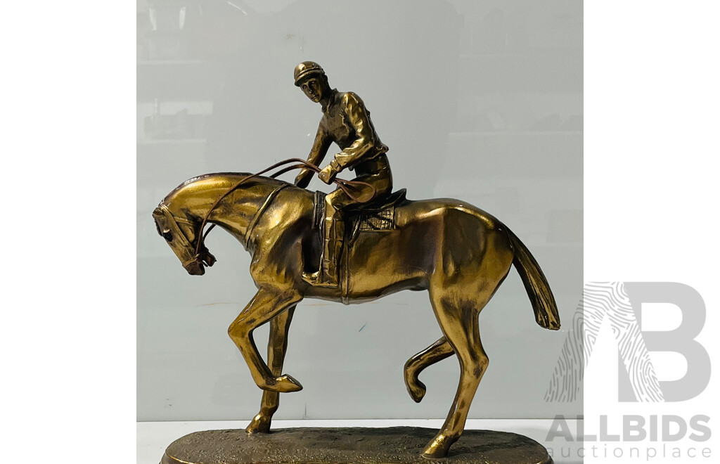 Composite Statuette of Jockey on Horse